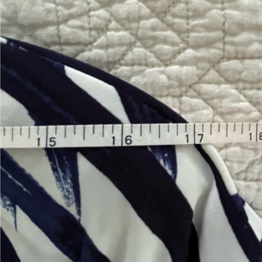 LAUREN Ralph Lauren Asymmetrical Ruched Front Black‎ Blue White Dress Size 16 - Picture 5 of 13